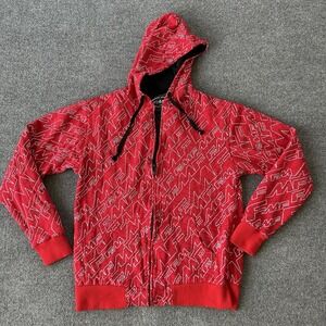 FMF Jacket Men Extra Large Red Zip AOP Flying Machine Factory Lined Hood MX Moto